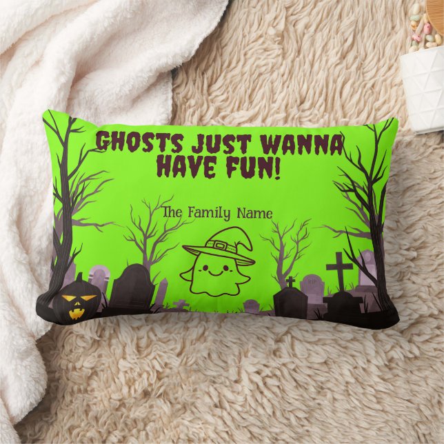 Cojín Lumbar ¡Los Fantasmas Solo Quieren Divertirse! Nombre de  (Manta)