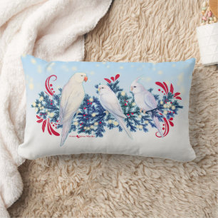 Cojín Lumbar Los loros de los Navidades blancos
