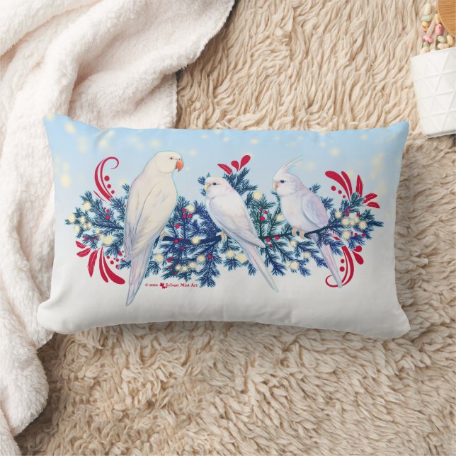 Cojín Lumbar Los loros de los Navidades blancos (Manta)