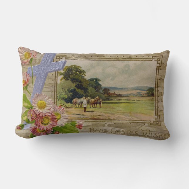 Cojín Lumbar Los mejores deseos de Pascua (Anverso)