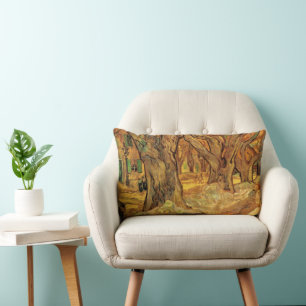 Cojín Lumbar Los reparadores de caminos por Vincent van Gogh