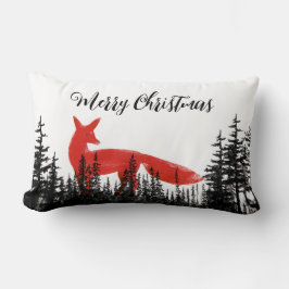 Cojín Lumbar Los Zorros Rojos En El Bosque Pinas Feliz Navidad