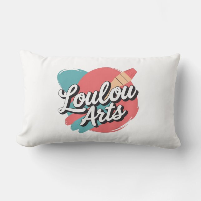 Cojín Lumbar Loulou Arts Retro Pillow - Playful Pink Teal Brush (Anverso)