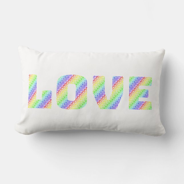 Cojín Lumbar LOVE & HEAL: Dual-Sided Rainbow Affirmation Throw  (Anverso)