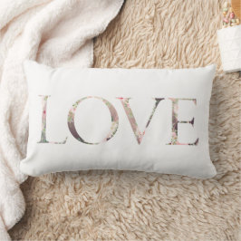 Cojín Lumbar LOVE Pink Soft Florals Romantic El día de San Vale