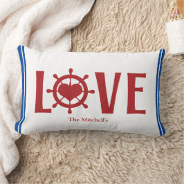 Cojín Lumbar LOVE Ship Wheel Heart Boating Sailing Summer
