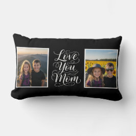 Cojín Lumbar Love You Mom 2 Photo Modern Keepsake black white