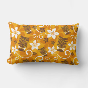 COJÍN LUMBAR LUAU TIKI PATTERN (NARANJA)