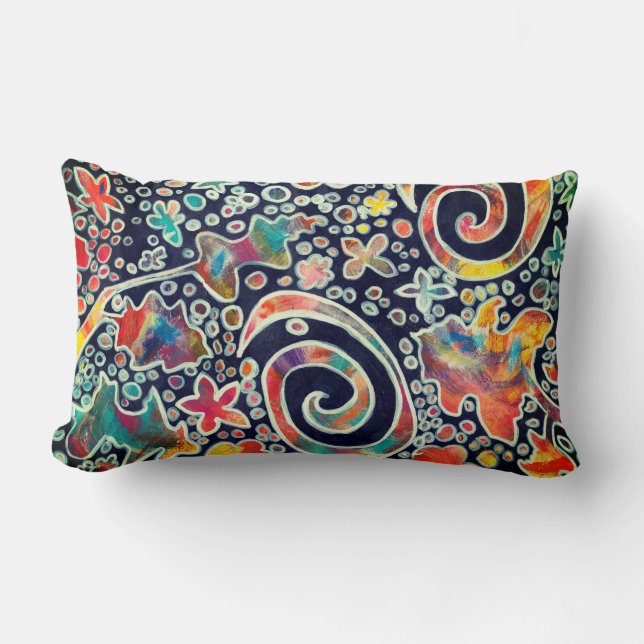 Cojín Lumbar Luces Nocturnas Reflejo Original Resumen Material  (Anverso)