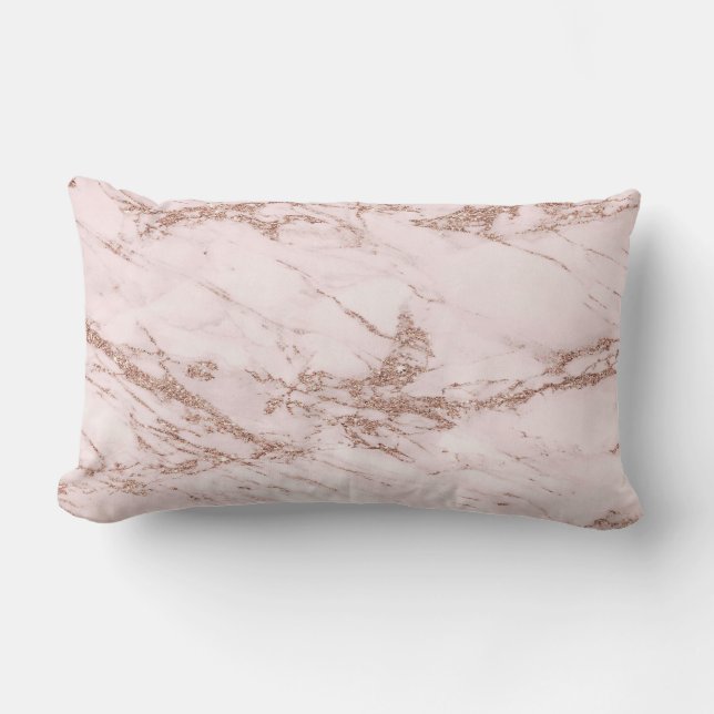 Cojín Lumbar Lujoso Rosa Rubor Purpurina rosa Marble Cotton (Anverso)