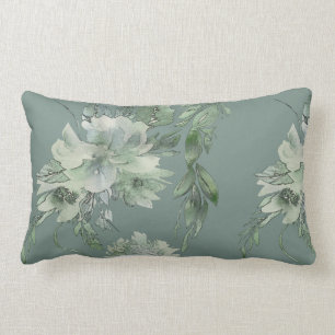 Cojín Lumbar Lumbar contemporáneo con flor verde oscuro