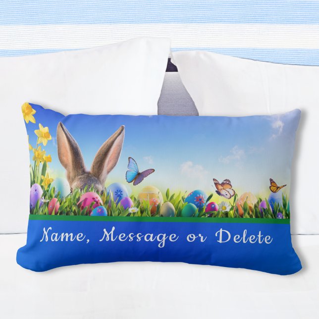 Cojín Lumbar Lumbar Lumbar de Pascua Personalizada Brillante Y  (Easter Lumbar Pillows. Easter gifts for tweens, teenagers, kids, girls, boys. Easter Bunny Pillows.)
