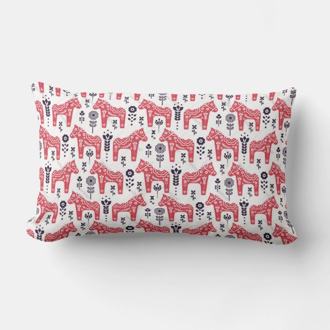 Cojín Lumbar Lumber Cushion - Diseño sueco de caballos de Dala (Anverso)