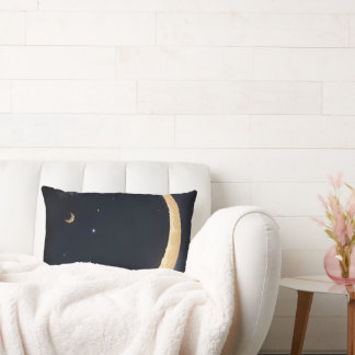 Cojín Lumbar luna creciente flotando en el cielo nocturno