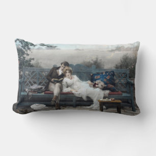 Cojín Lumbar Luna de miel (Novia y novio en un banco)