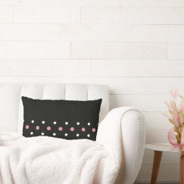 Cojín Lumbar Lunares rosas blancos y negros