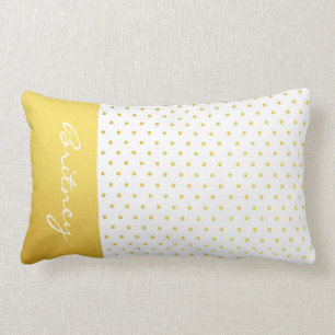 Cojín Lumbar Lunares y monograma - personalizado del oro