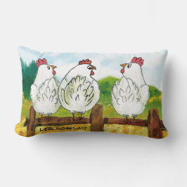 Cojín Lumbar Lustige weiße Hühner - handgemalt | Kissen
