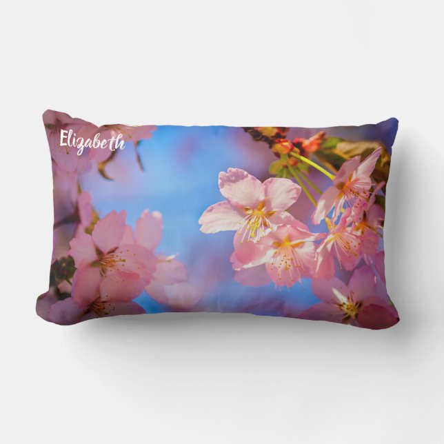 Cojín Lumbar Luz Del Sol Sobre Las Flores De Sakura (Anverso)