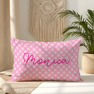 Cojín Lumbar Luz Rosa Personalizada con Lunares