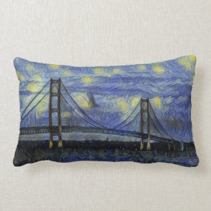 Cojín Lumbar Mackinac Bridge Starry Night Lumbar Pillow