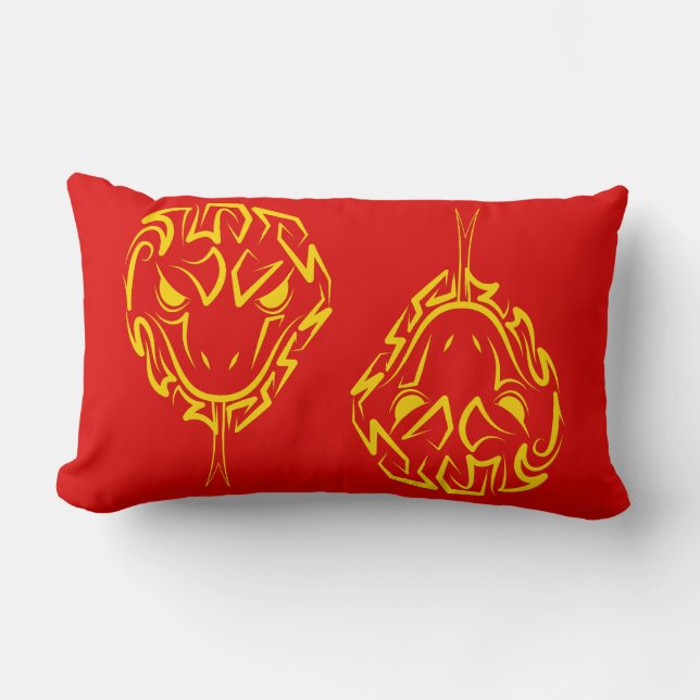 Cojín Lumbar Madera del Año Nuevo Lunar Chino de la Serpiente 2 (Anverso)