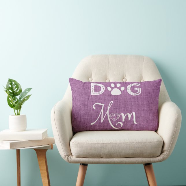 Cojín Lumbar Magenta Burlap Dog Mom Lumbar Pillow (Silla)
