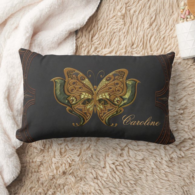 Cojín Lumbar Magnífica mariposa elegante. (Manta)
