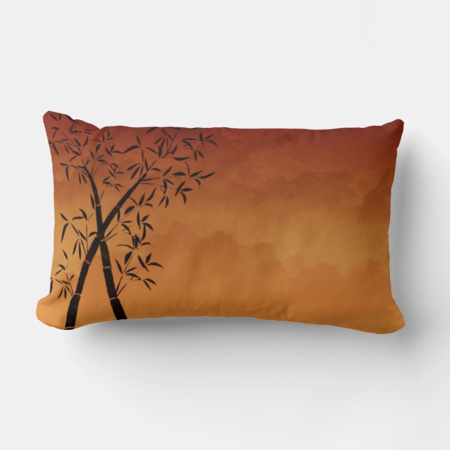Cojín Lumbar Magnífica vista de Bambú y montaña (Anverso)