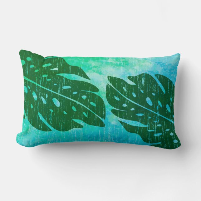 Cojín Lumbar Maikai Hawaiian Monstera Leaf Tie-Dye Blend (Anverso)