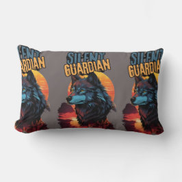 Cojín Lumbar Majestad Silenciosa: Lobo Azul en un atardecer fer