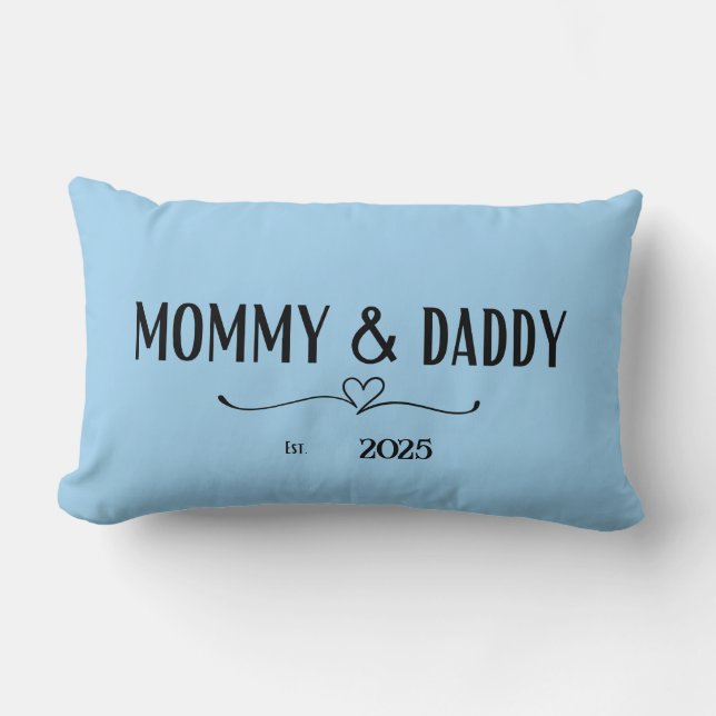 Cojín Lumbar Mamá Azul y papá Este. Pillow del año (Anverso)