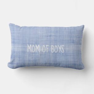 Cojín Lumbar MAMÁ DE NIÑOS Lino Azul Lavado Dulce Recuerdo Deco