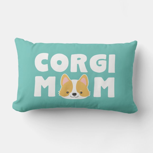 Cojín Lumbar Mamá del Corgi de la turquesa (Anverso)