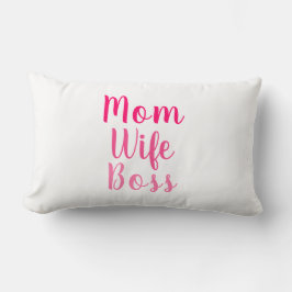Cojín Lumbar Mamá Esposa Boss guión personalizado blanco rosa e