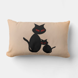 Cojín Lumbar Mamá negra y gatitos gatos rojos Pillow