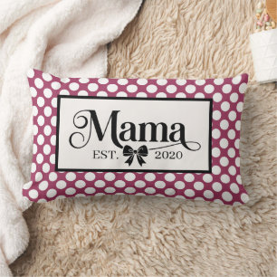 Cojín Lumbar Mamá Personalizada de Lunares Burgundy Chic