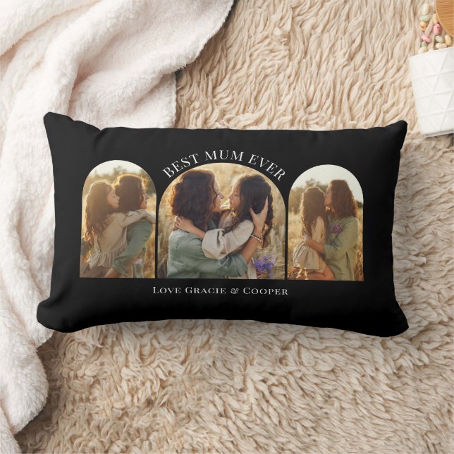 Cojín Lumbar Mamá superior para multifoto de arco elegante negr (Manta)