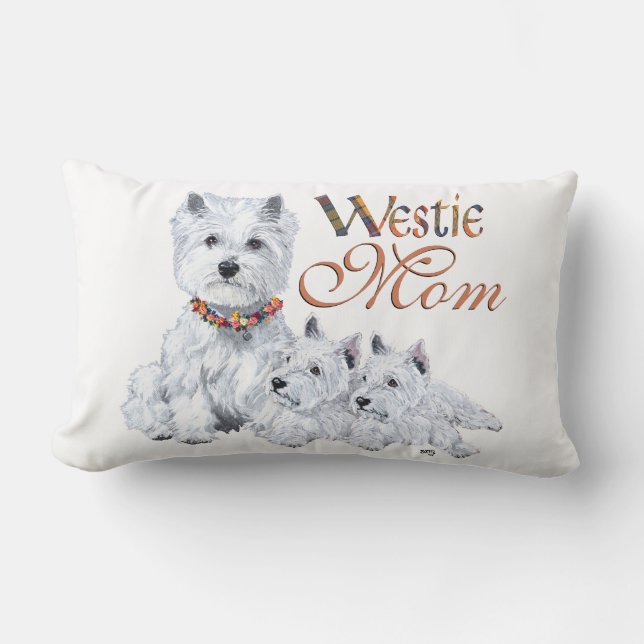 Cojín Lumbar Mamá West Higland White Terrier (Anverso)