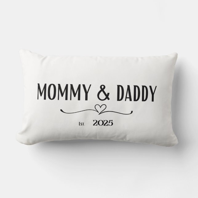 Cojín Lumbar Mamá y papá Est. Personalizados. Pillow del año (Anverso)