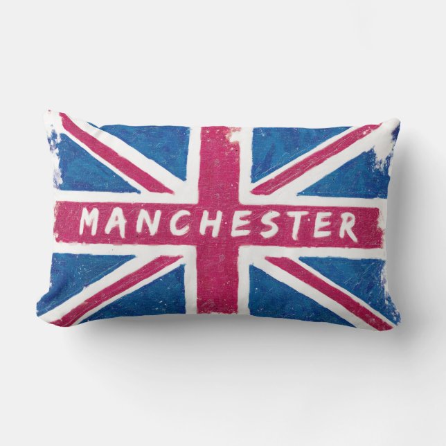 Cojín Lumbar Manchester - bandera británica de Union Jack del (Anverso)