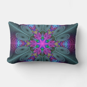 Cojín Lumbar Mandalá Colorido Impactante Arte Fractal Caleidosc
