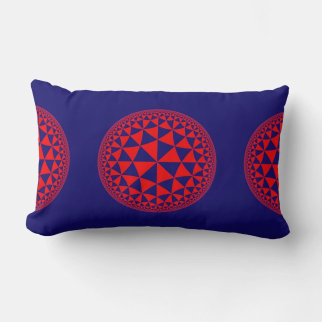 Cojín Lumbar Mandalá de triángulo rojo y azul relleno (Anverso)