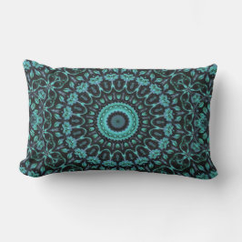Cojín Lumbar Mándala Floral Turquesa Oscuro