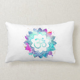 Cojín Lumbar Mandala lumbar de Lotus de la acuarela del símbolo