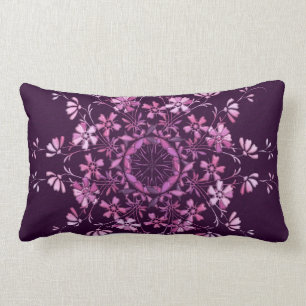 Cojín Lumbar Mandala púrpura floral étnica