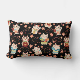 Cojín Lumbar Maneki Neko Lucky Cats Throw Pillow