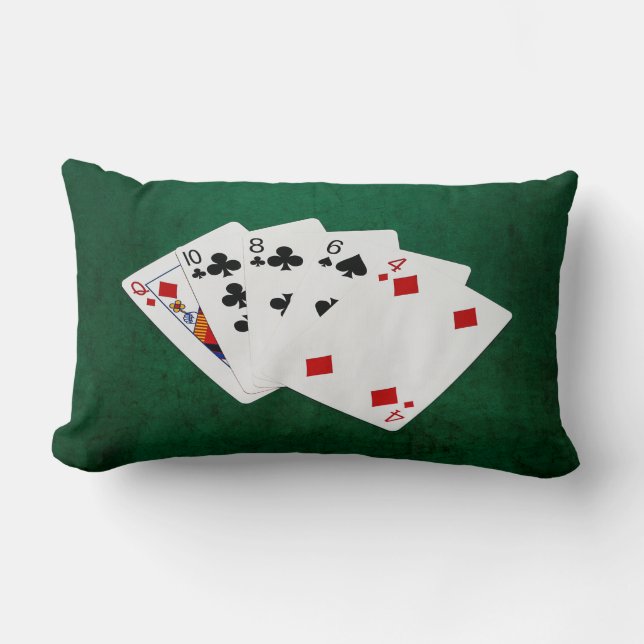 Cojín Lumbar Manos de póquer - Tarjeta alta - Reina (Anverso)