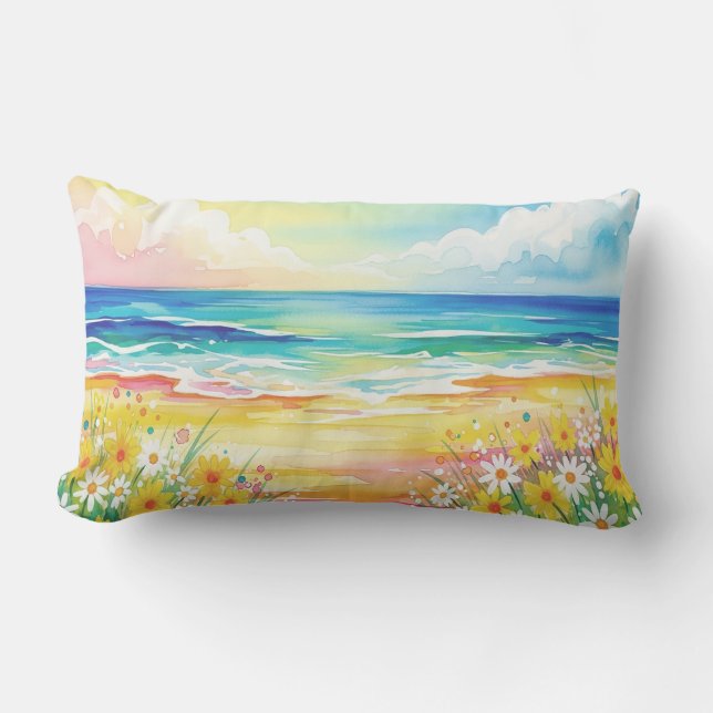 Cojín Lumbar Manta playa de mi vida  (Anverso)