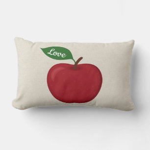 Cojín Lumbar Manzana Amor Rojo Borgoña / Crema / Gris Claro